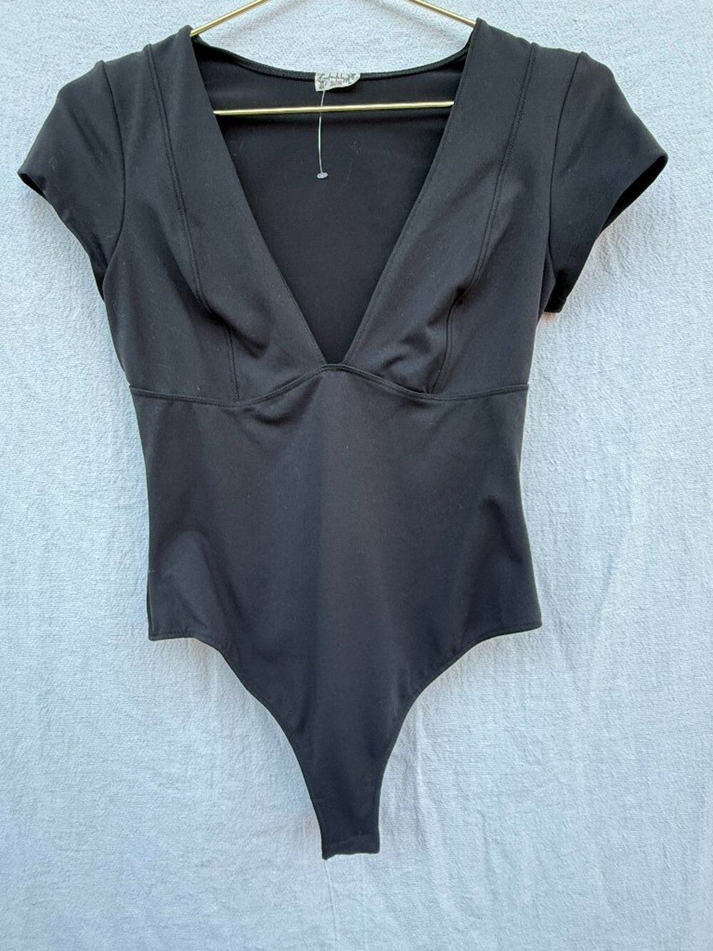 Intimately Free People Black V Neck Bodysuit Size S